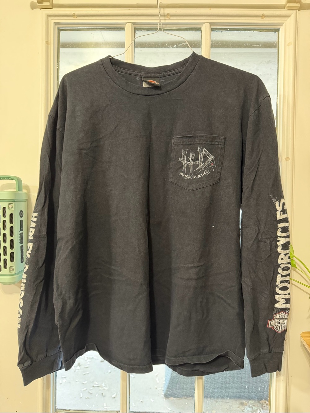Harley-Davidson Black Long Sleeve Tee with Pocket Logo & Sleeve Script